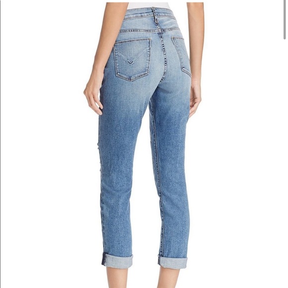 HUDSON riley  faded crop relaxed straight jeans with stars embroidered - Picture 3 of 12